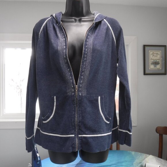 Jeans look Eddie Bauer front zip hoodie size US Large - Picture 2 of 6